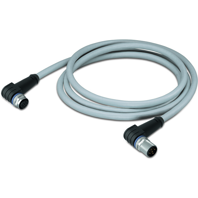WAGO-756-3106/040-003 Andere Kabelbaugruppen Power Supply Cable, Angled, 0.3 m, fitted on both Ends, A-coded, M12 socket, Angled, M12 Plug, Angled