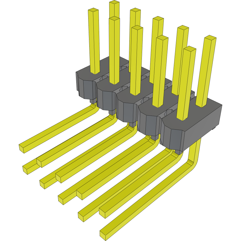 Samtec-MTSW-105-09-L-D-240-RA Steckverbinderleisten und Leiterplattenbuchsen Conn Unshrouded Header HDR 10 POS 2.54mm Solder RA Side Entry Thru-Hole Bulk