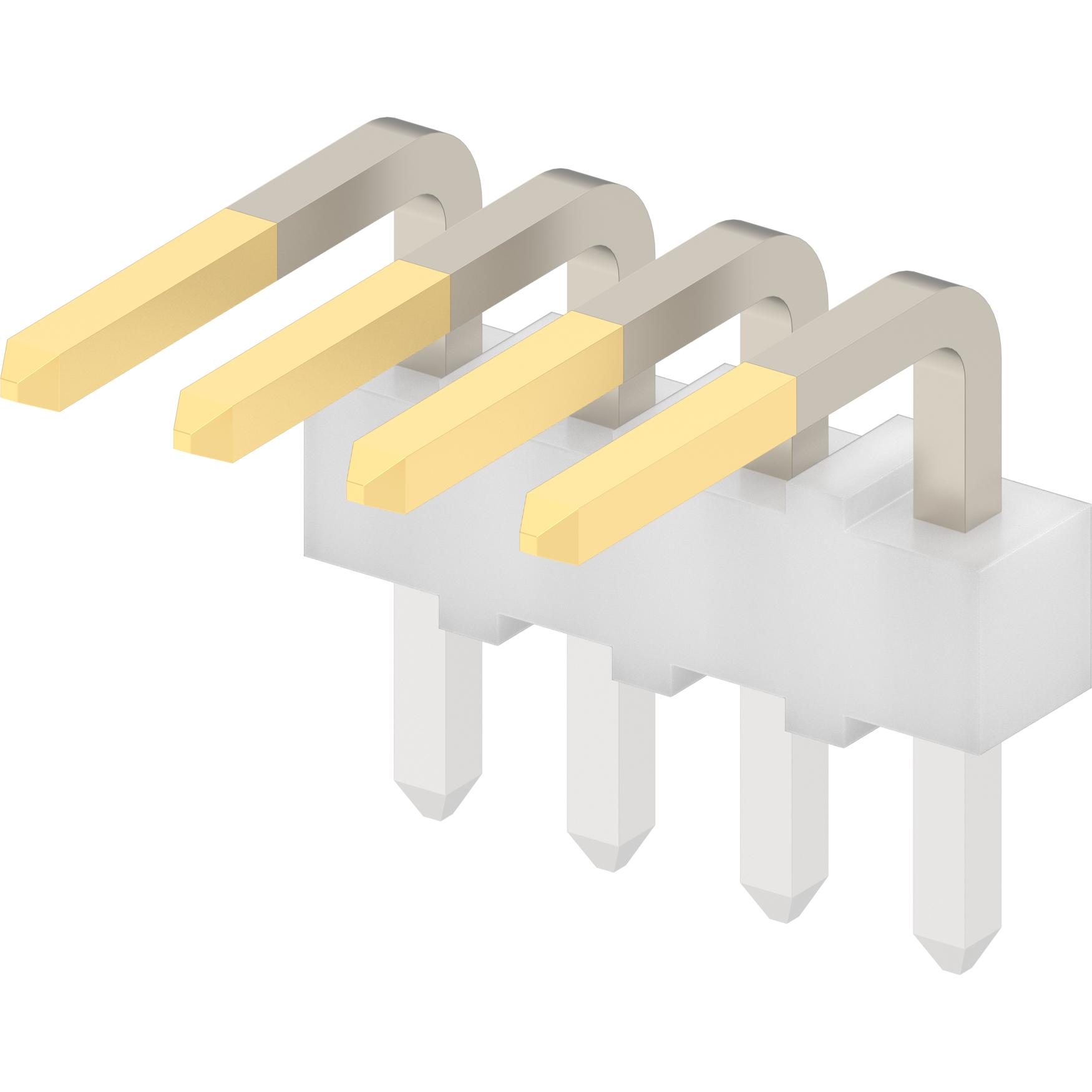 Molex-22-12-2041 Piastre connettori e prese PCB Conn Unshrouded Header HDR 4 POS 2.54mm Solder RA Side Entry Thru-Hole KK Bag