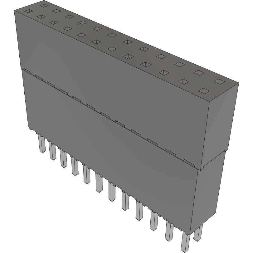 Samtec-ESQ-112-69-S-D 连接器插头及 PCB 插座 Conn Elevated Socket SKT 24 POS 2.54mm Solder ST Top Entry Thru-Hole Tube