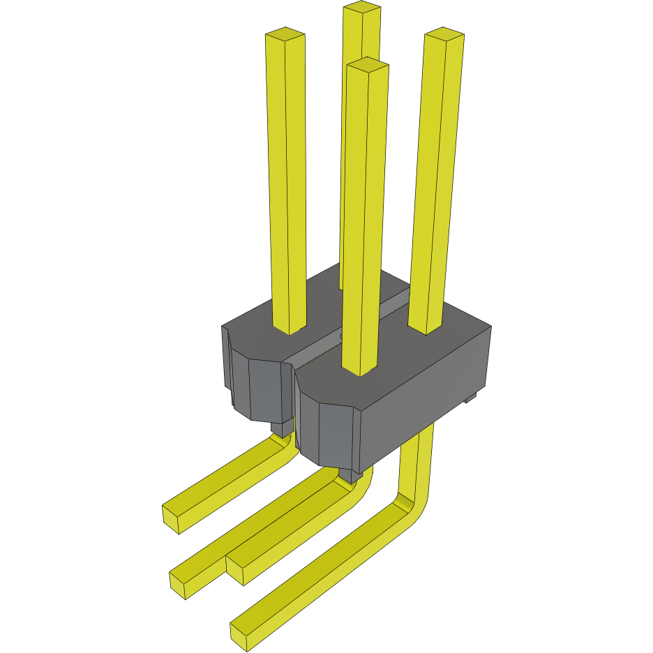 Samtec-MTSW-102-22-L-D-315-RA 连接器插头及 PCB 插座 Conn Unshrouded Header HDR 4 POS 2.54mm Solder RA Side Entry Thru-Hole Bulk