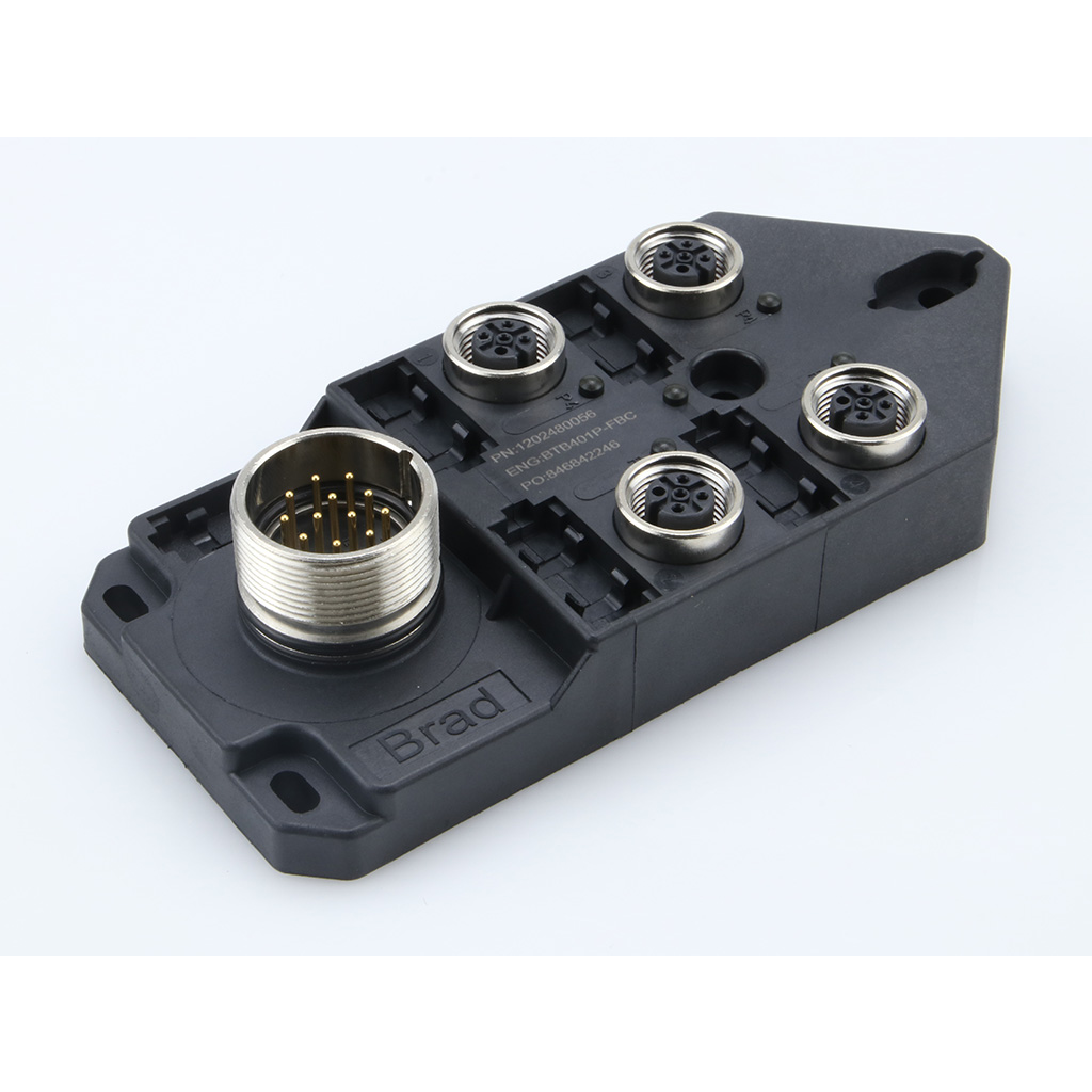 Molex-1202480056 null Passive Junction Box Top Mount 4 Ports LED for PNP Sensor with Integral M23 Home Run Connector