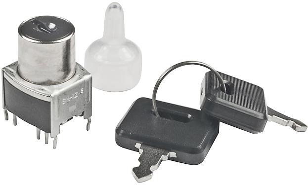 NKK Switches-SK12BG13 Schlüsselschalter Switch Key Lock ON None ON SPDT 90° Flat Key 0.1A 28VAC 28VDC 0.4VA PC Pins 30000Cycles Bracket Mount/Through Hole