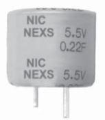 NIC Components-NEXS473Z5.5V13X8.5F Capacitor eléctrico de doble capa - Supercapacitores Cap Supercap 47000uF 5.5V -20% to 80% (13 X 8.5mm) Radial 5.08mm 71uA 40 Ohm 1000h 70°C