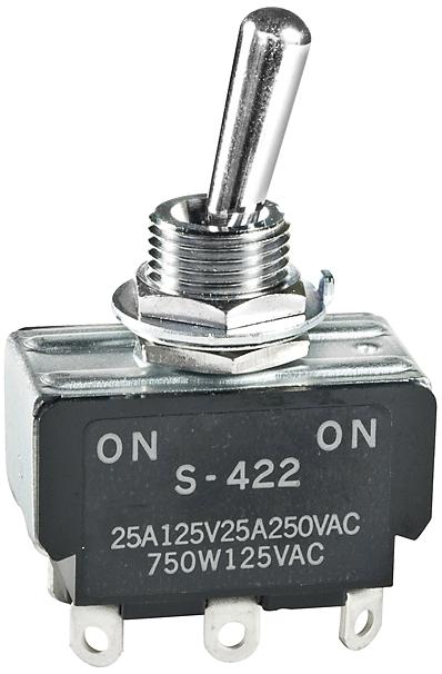 NKK Switches-S422 Switch Toggle Switch Toggle ON None ON DPDT Round Lever Solder Lug 25A 250VAC Panel Mount with Threads