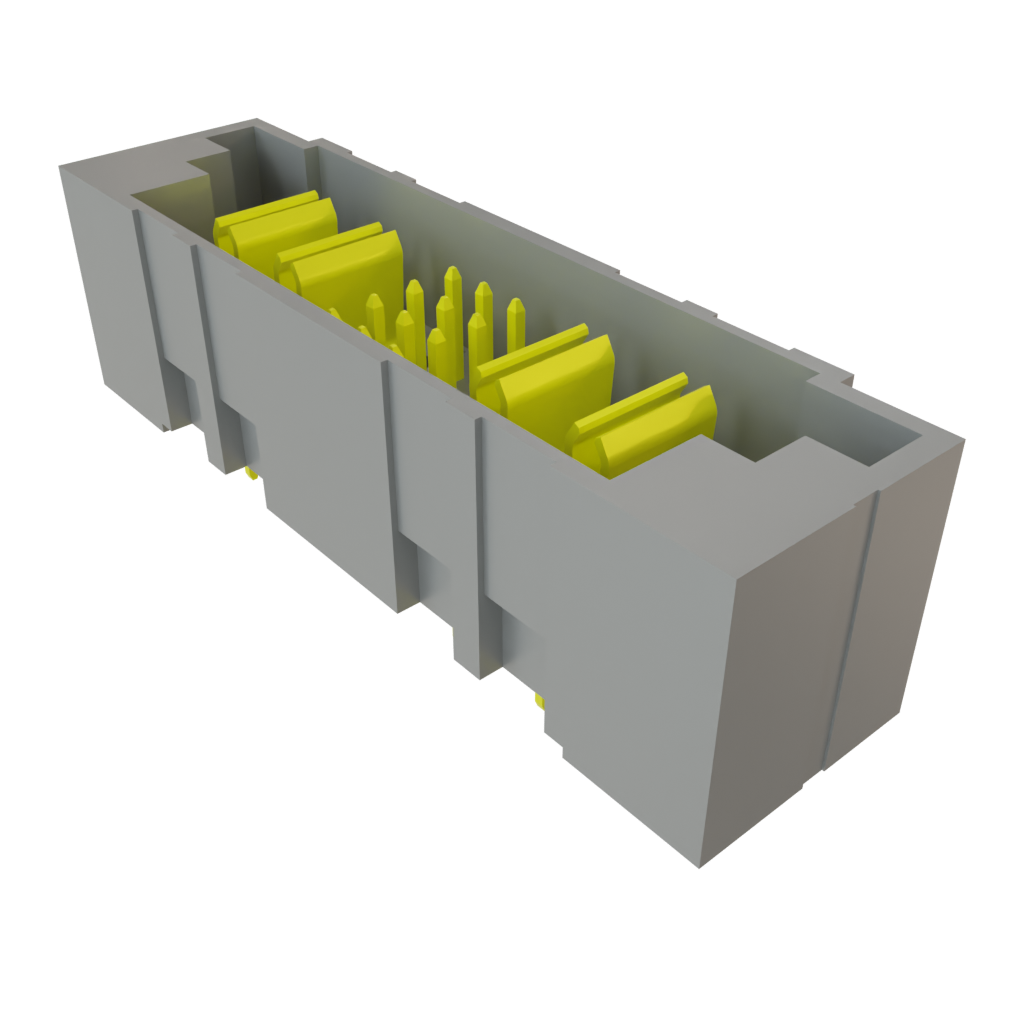Samtec-PETC-02-12-02-01-L-VT Embases de raccordement et réceptacles PCB Conn Shrouded Header (4 Sides) HDR 4Power/12Signal POS 6.35mm/2.54mm Solder ST Top Entry Thru-Hole PowerStrip™ Tray
