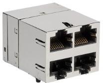 Bel Fuse-2250009-4 Steckverbinder, Telefon und Telekommunikation Conn RJ-45 (4)F 24 POS 1.27mm Solder RA Thru-Hole 40 Terminal 4 Port