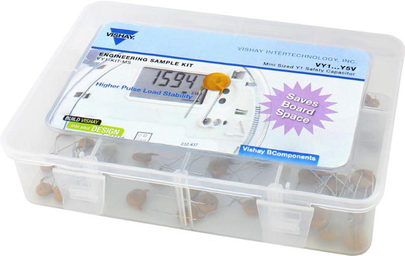 Vishay-VY1-KIT-MS Capacitor Kits Cap Kit 0.001uF to 0.0047uF 20% 760VAC/500VAC Through Hole 6 X 10 Capacitor