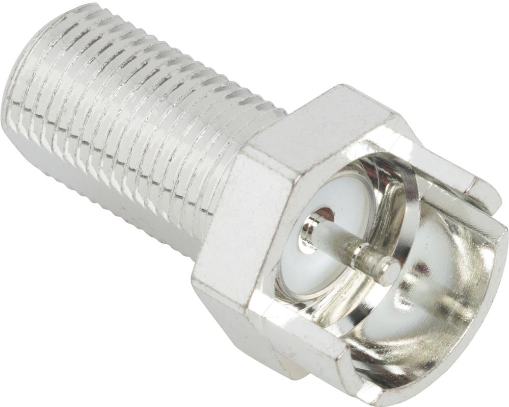 Amphenol RF-222181 RF-Steckverbinder Conn Type F 0Hz to 2GHz 75Ohm Solder ST Edge Mount RCP Bright Tin