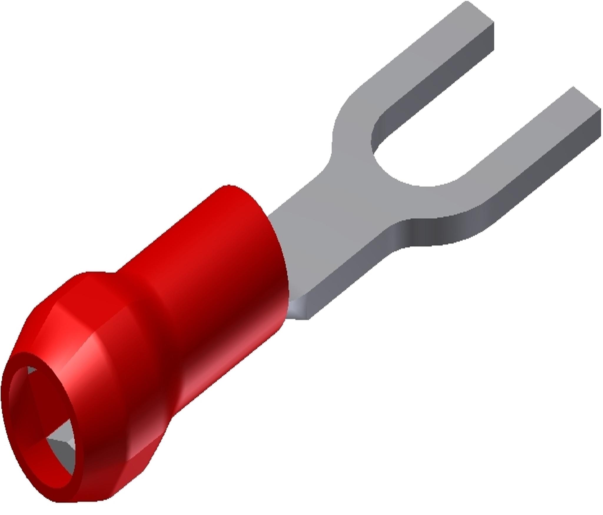 BURNDY-YAE18G43F Terminales del conductor Fork Terminal 16-22AWG Red