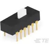 TE Connectivity-1-1825010-4 Interruttore a slitta Switch Slide 4PDT Top Slide 20VDC 0.4VA PC Pins Thru-Hole Tube