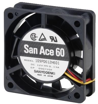 SANYO DENKI-109P0624H601 Blowers and Fans DC Fan Axial Ball Bearing 24V 20.4V to 27.6V 14.8CFM 31dB 60 X 60 X 20mm Sensor