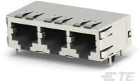 TE Connectivity-1761825-1 Raccordement téléphone et télécom Conn Modular Jack RCP 24 POS 1.27mm Solder RA Thru-Hole 24 Terminal 3 Port Package
