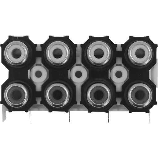 Switchcraft-PJRAS4X2U01AUX Raccordement audio et vidéo Conn Phono Jack F 8 POS Solder RA Thru-Hole 8 Terminal 4 Port