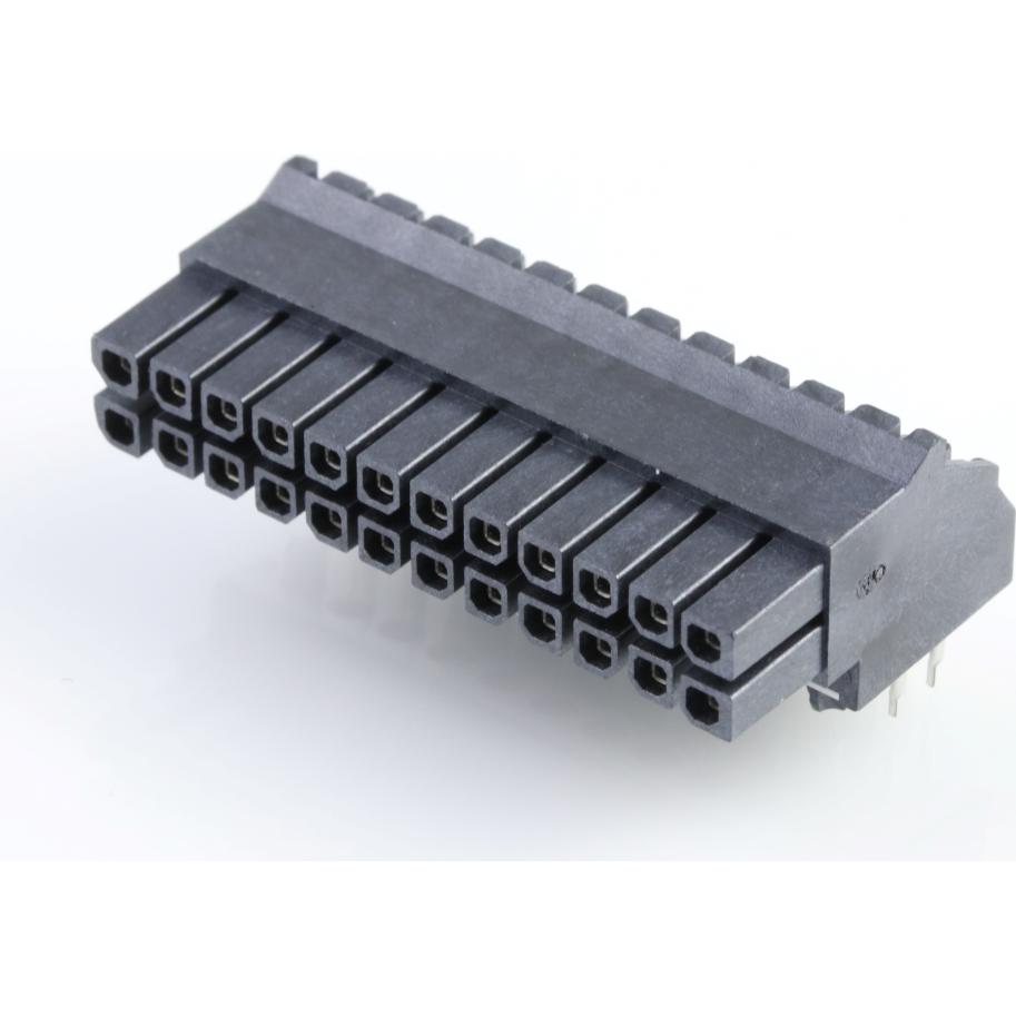 Molex-0447642401 Cabezales del conector y receptáculos PCB Conn Wire to Board RCP 24 POS 3mm Solder RA Side Entry Thru-Hole Tray