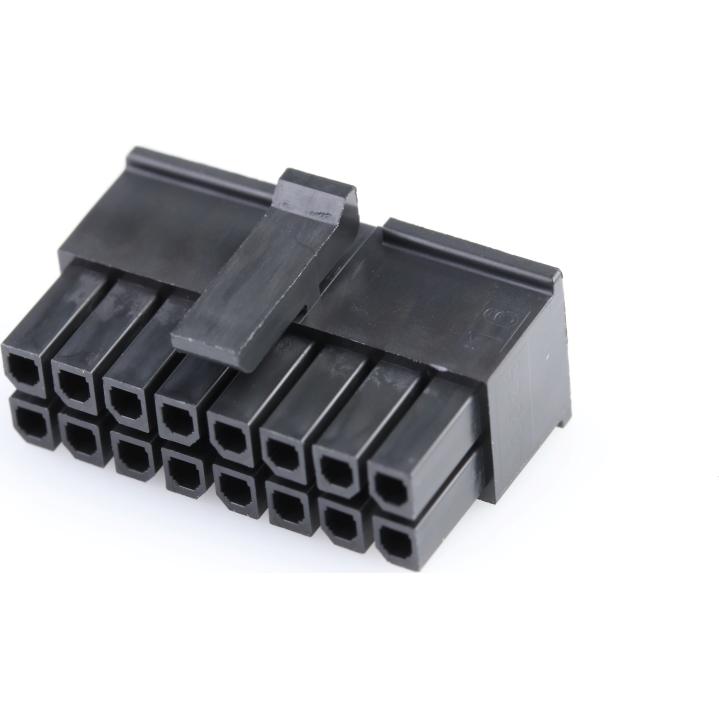 Molex-430251608 Carcaza de cables discretos de conector Conn Housing RCP 16 POS 3mm Crimp ST Cable Mount Black Micro-Fit 3.0™ Bag