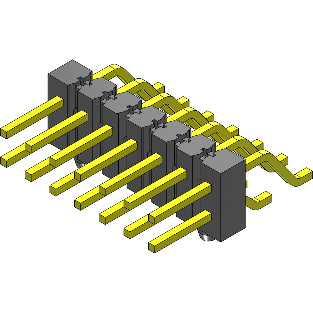 Samtec-TSM-107-01-S-DH-A Piastre connettori e prese PCB Conn Unshrouded Header HDR 14 POS 2.54mm Solder RA Side Entry SMD Tube