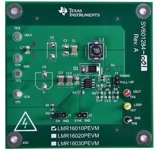 Texas Instruments-LMR16010PEVM Cartes et kits de développement de gestion de la puissance LMR16010PDDAR DC to DC Converter and Switching Regulator Chip 5V Output Evaluation Board Automotive