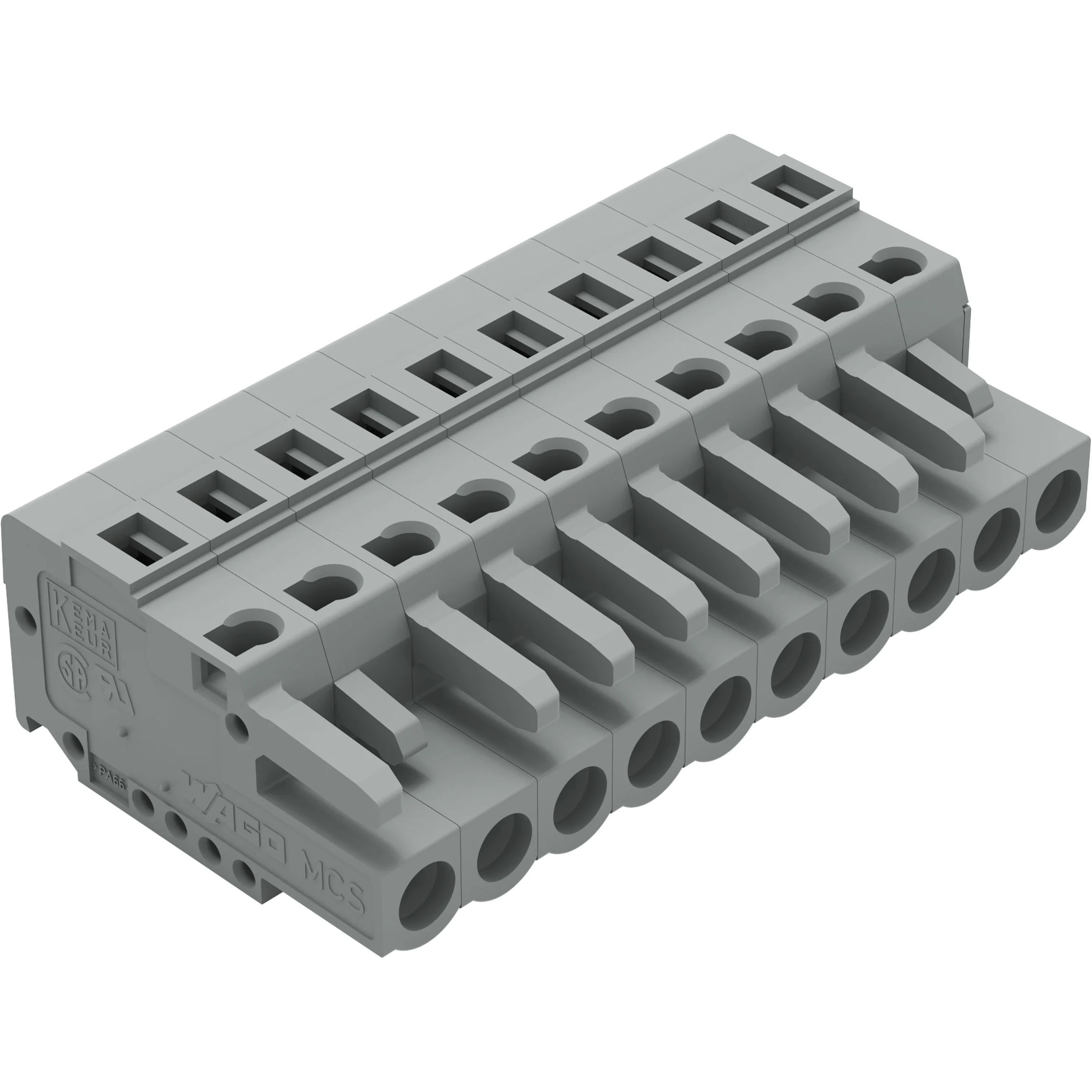 WAGO-231-110/102-000 Steckverbinder, Klemmenblöcke Conn Terminal Block F 10 POS 5mm Spring Clamp RA Cable Mount 15A Box