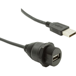 Bulgin Components PLC-PXP0023/A/1M00/A USB Kabelbaugruppen Plastic Rear Panel Mount USB A Female to USB A Male Cable Assembly 1m