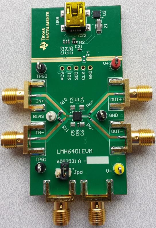 Texas Instruments-LMH6401EVM RF/Drahtlos-Entwicklungsplatinen und Kits LMH6401 RF Amplifier Evaluation Board