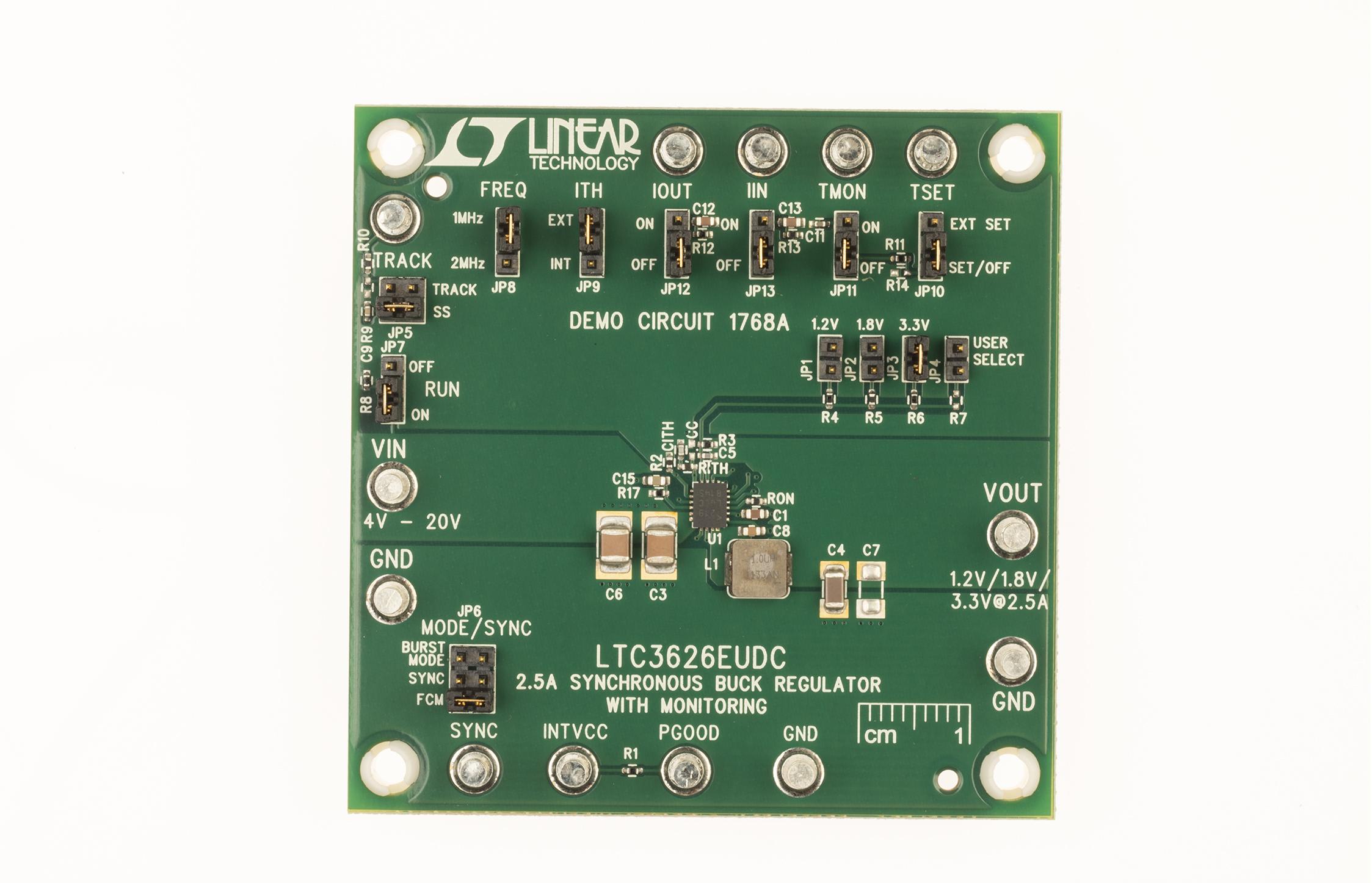Analog Devices-DC1768A Power Management Development Boards and Kits LTC3626EUDC DC to DC Converter and Switching Regulator Chip Demonstration Circuit