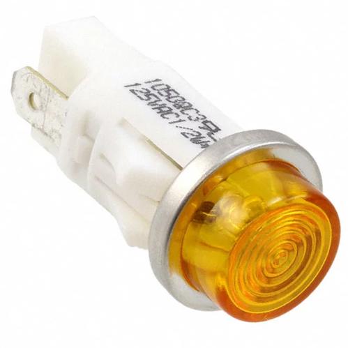 Visual Communications-1092QC3-28V Panel Mount Indicators Panel Mount Indicator Round 0.5" LED Amber Hi-Hat 28V Tab