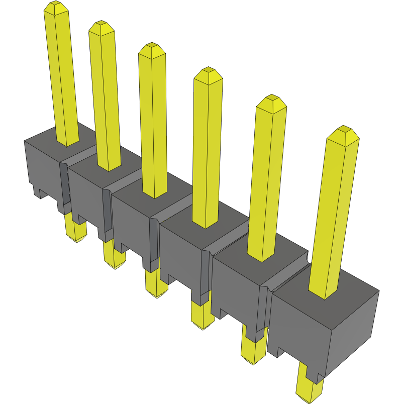 Samtec-HTSW-106-07-G-S Cabezales del conector y receptáculos PCB Conn Unshrouded Header HDR 6 POS 2.54mm Solder ST Top Entry Thru-Hole Bulk