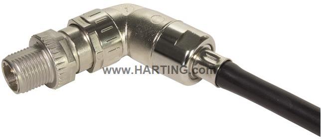 HARTING-21038213807 Steckverbinder, rund M12 SD angled M A-cod 8-pol crimp flange