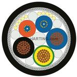 HARTING-33578510200002 Kabel, Glasfaser Hybrid Cable Copper/2 x FO MM, 20m, Ring