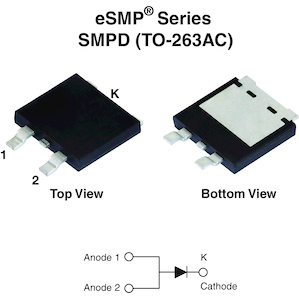 Vishay-VS-16EDU06-M3/I Gleichrichter Diode Switching 16A 3-Pin(3+Tab) SMPD T/R
