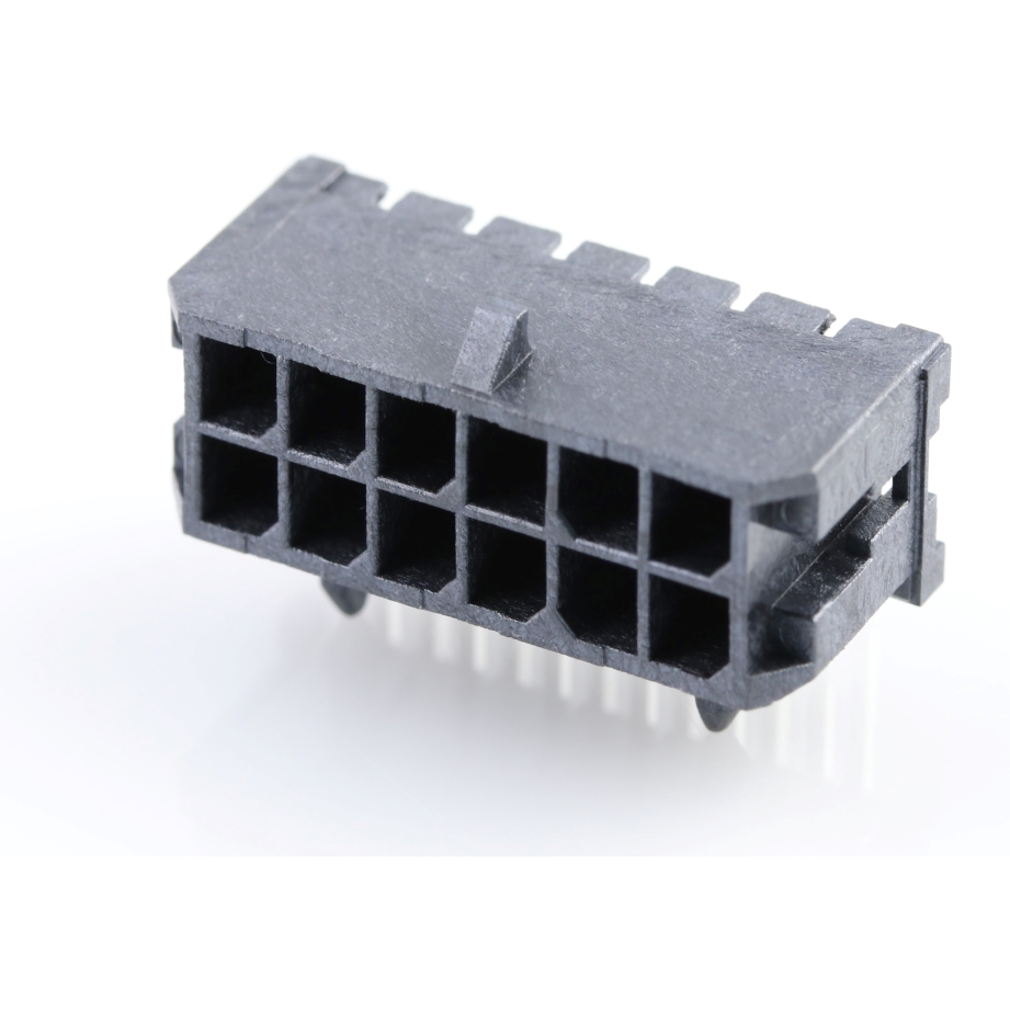 Molex-0430451202 Steckverbinderleisten und Leiterplattenbuchsen Conn Wire to Board HDR 12Power POS 3mm Solder RA Side Entry Thru-Hole Micro-Fit 3.0 Tray
