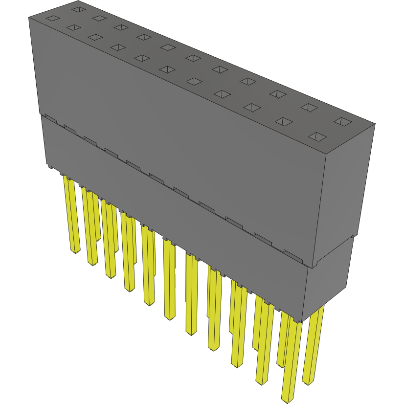 Samtec-ESQ-111-24-G-D Cabezales del conector y receptáculos PCB Conn Elevated Socket SKT 22 POS 2.54mm Solder ST Top Entry Thru-Hole Tube