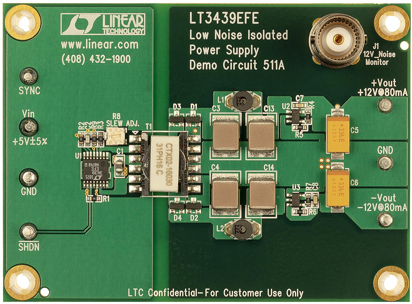 Analog Devices-DC511A Power Management Development Boards and Kits LT3439 DC to DC Converter and Switching Regulator Chip 12V Output Demonstration Circuit