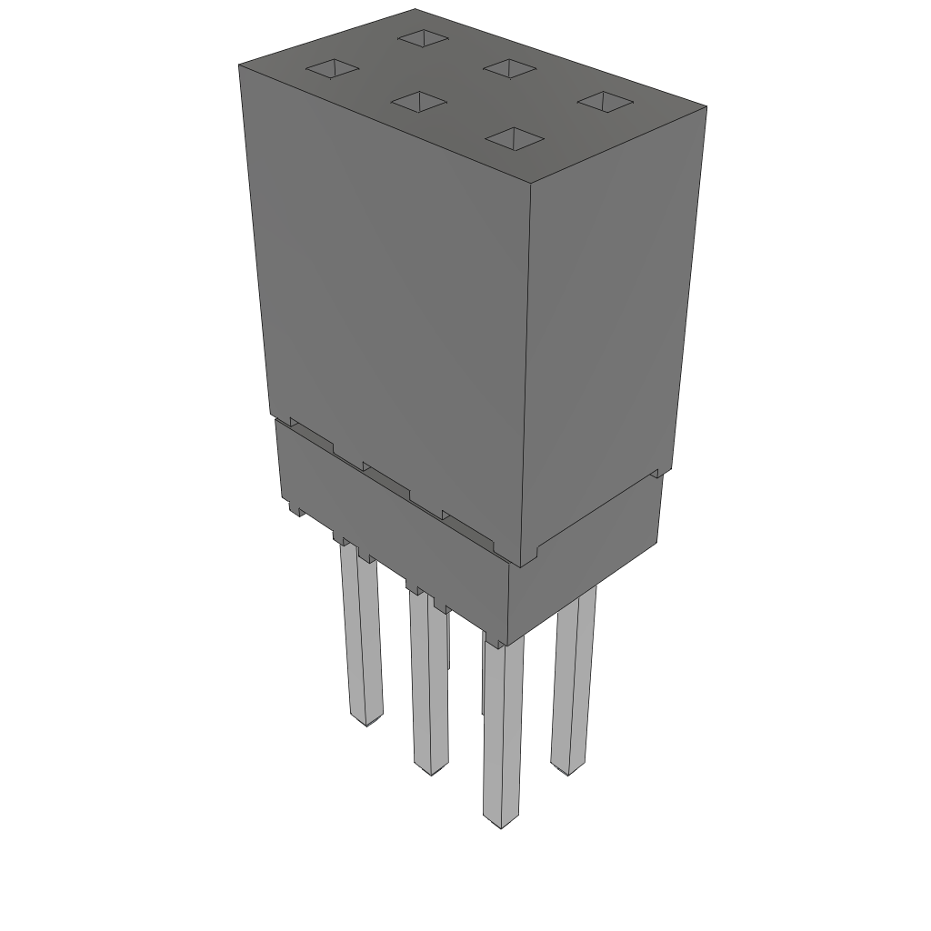 Samtec-ESQ-103-13-L-D Steckverbinderleisten und Leiterplattenbuchsen Conn Elevated Socket SKT 6 POS 2.54mm Solder ST Top Entry Thru-Hole Bulk