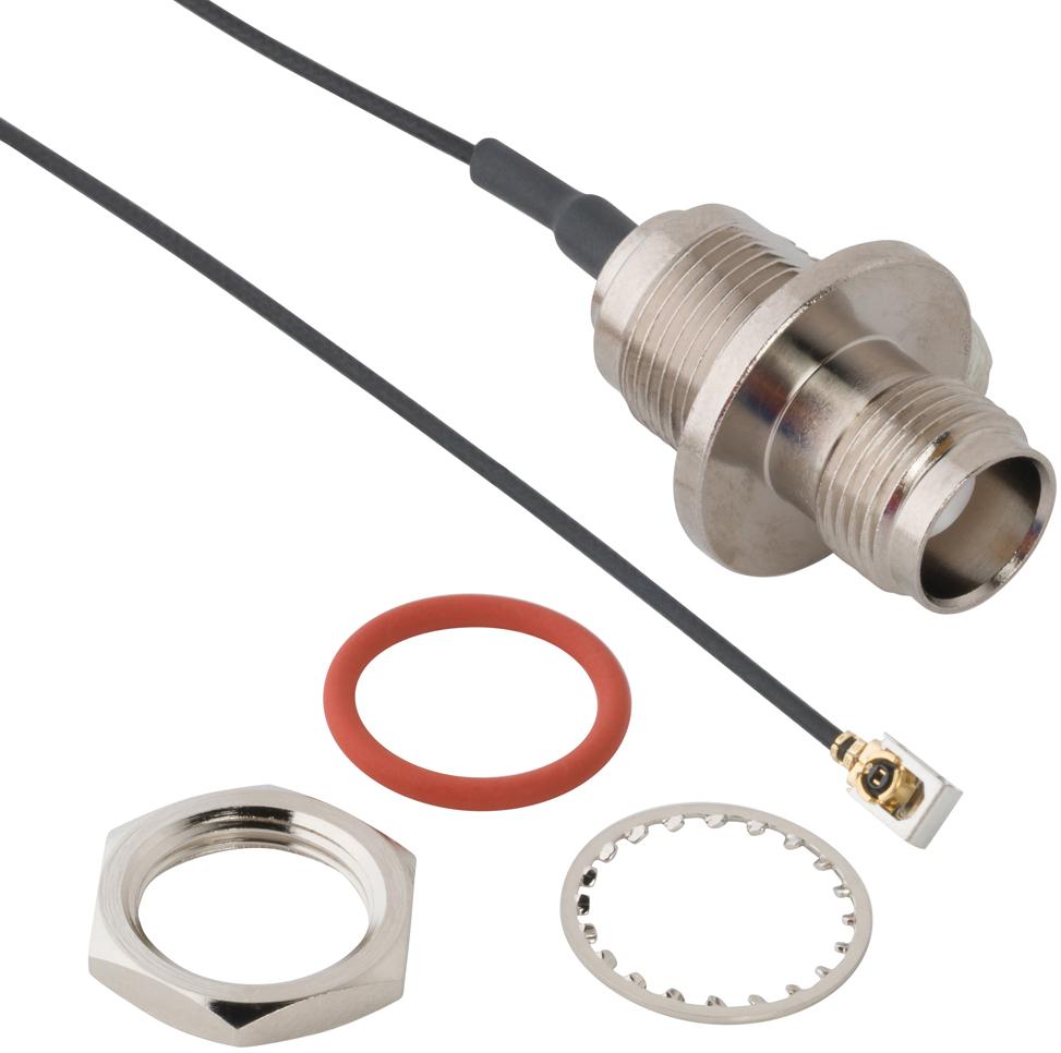 Amphenol-095-850-311-200 Assemblaggio cavo coassiale Cable Assembly 1.13mm Cable 0.2m TNC to MHF1 F-PL Bag