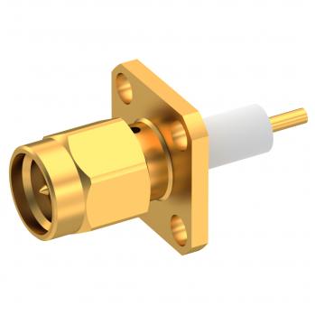 Radiall-R125444000 RF-Steckverbinder Conn SMA 0Hz to 18GHz 50Ohm Solder Pot ST Flange Mount PL Gold Over Nickel