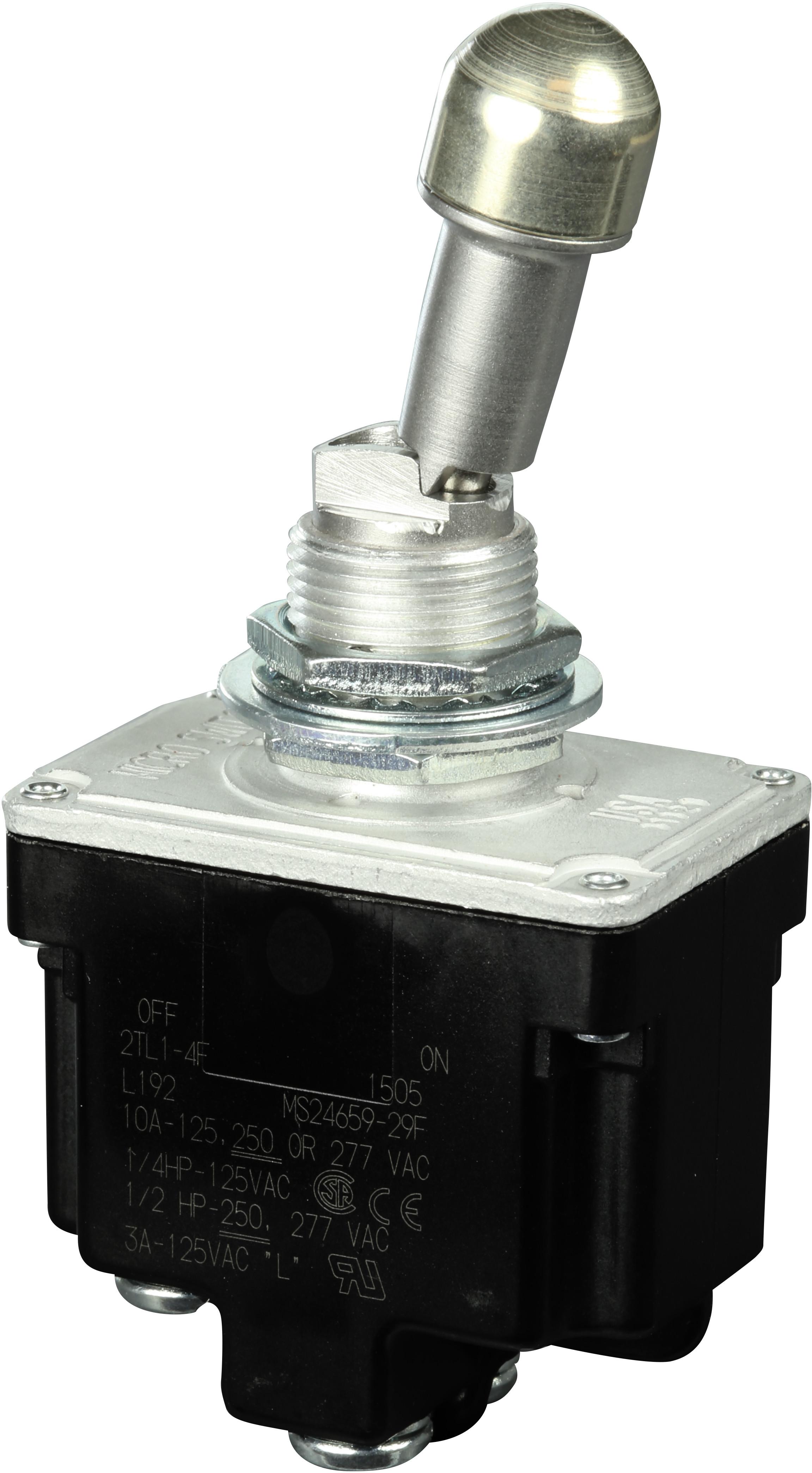 Honeywell-2TL1-4F Kippschalter Switch Toggle (OFF) ON DPST Locking Lever Screw 18A 277VAC 250VDC 372.85VA Panel Mount with Threads