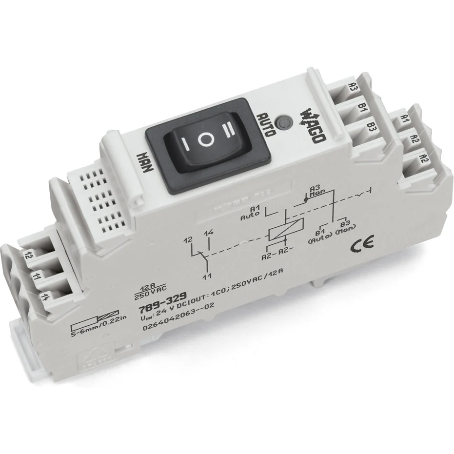 WAGO-789-329 继电器其他 Electromechanical Relay 24VDC 1.26KOhm 12A SPST-NO-DM(90x17.5x55)mm DIN Rail Module Relay