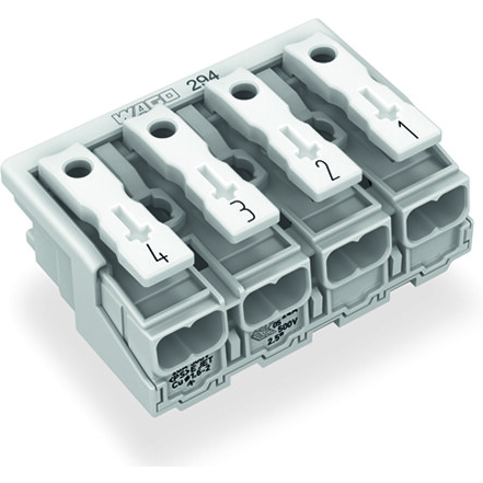 WAGO-294-4044 Steckverbinder Conn Power 4Power POS Spring Clamp ST Cable Mount 1 Port Foil
