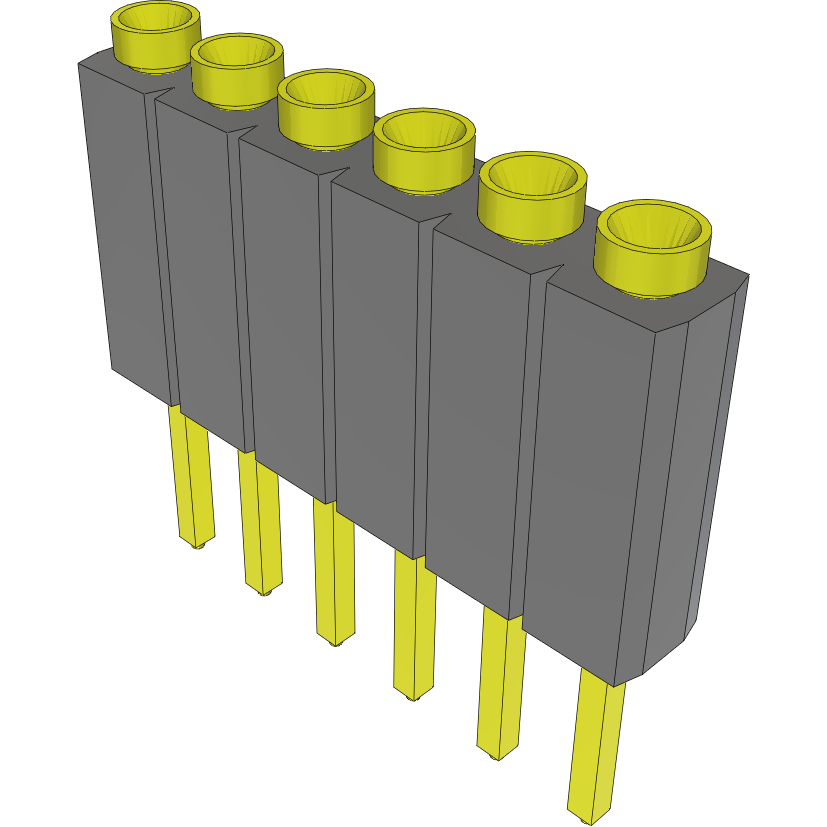 Samtec-ESS-106-TT-06 Cabezales del conector y receptáculos PCB Conn Socket Strip SKT 6 POS 2.54mm Solder ST Top Entry Thru-Hole Bulk
