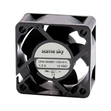 Same Sky (formerly CUI Devices)-CFM-3828BF-1210-590-20 Gebläse und Lüfter DC Fan Axial Ball Bearing 12V 10.8V to 13.2V 19.7CFM 59dB 38 X 38 X 28mm Tachometer Box