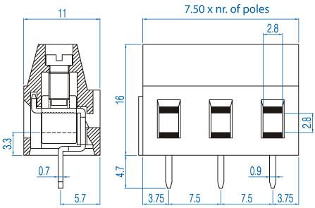 Altech Corporation-MV-274 连接器接线板 Conn Terminal Block 4 POS 7.5mm Solder ST Thru-Hole 15A