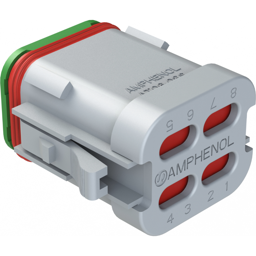 Amphenol-AT06-08SA-SS01 Einzeladersteckverbinder, Gehäuse Conn Housing PL 8 POS Crimp ST Cable Mount Gray