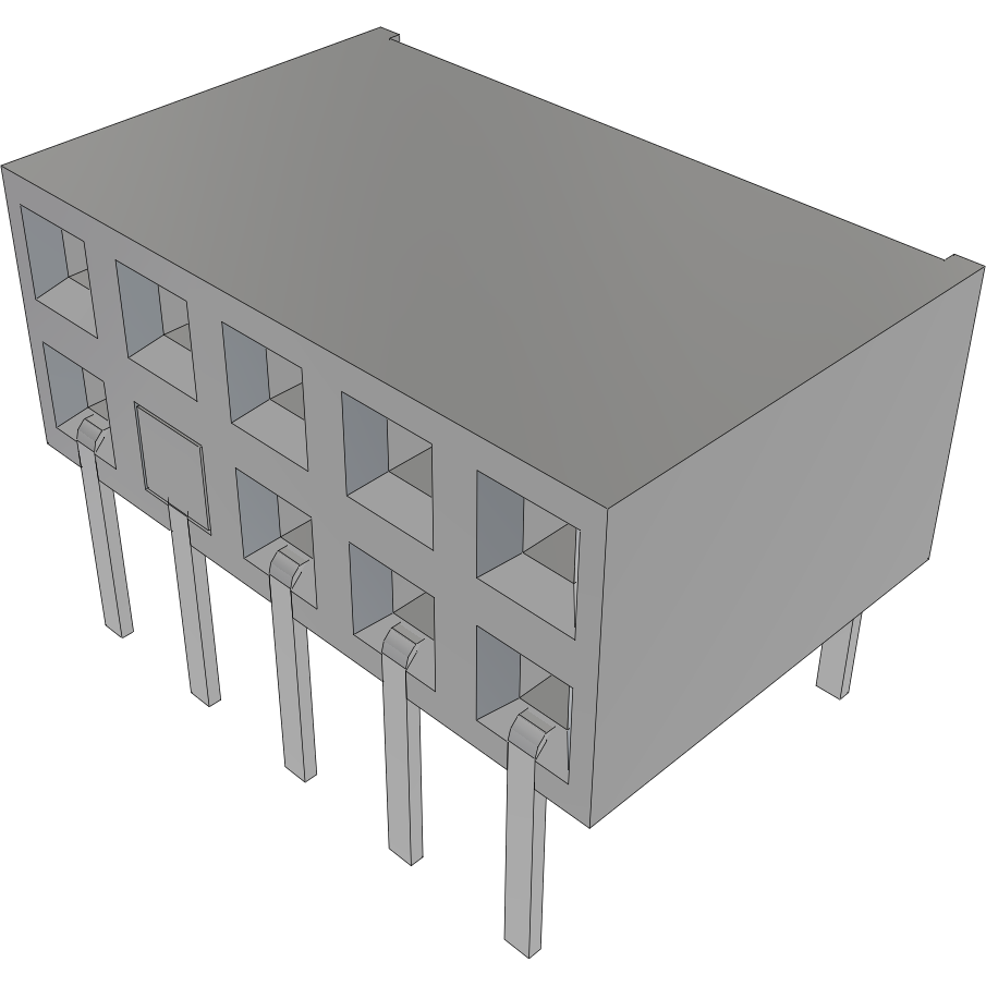 Samtec-BCS-105-F-D-HE-007 Connector Headers and PCB Receptacles Conn Socket Strip SKT 10 POS 2.54mm Solder RA Side Entry Thru-Hole TIGER CLAW™ Tube
