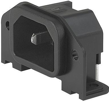 SCHURTER-GSP1.810C.1 Connector Power IEC Appliance Inlet C14 or C18, Screw-on Mounting, Rear Side, PCB- or Solder Terminal