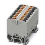 Conn Distribution Terminal Block 18 POS Spring Clamp DIN Rail/Panel Mount 24A