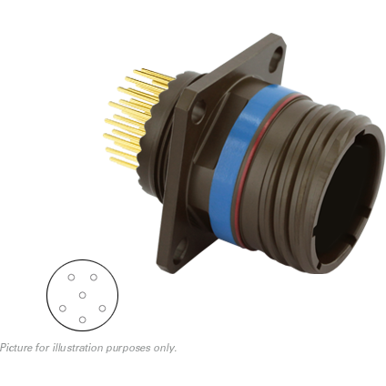 SOURIAU-8D0L09W35PB 圆形连接器 Conn Circular PIN 6 POS Solder ST Flange Mount 6 Terminal 1 Port
