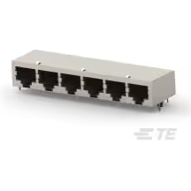 TE Connectivity-5557572-3 Connettore telefono e telecomunicazione Conn RJ-45 F 48 POS 1.27mm Solder RA Thru-Hole 48 Terminal 6 Port Cat 4 Tray