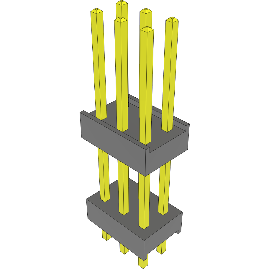 Samtec-DW-03-11-G-D-476 Connector Headers and PCB Receptacles Conn Board Stacker HDR 6 POS 2.54mm Solder ST Top Entry Thru-Hole Bulk